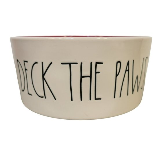 Rae Dunn Other - Rae Dunn Bowl DECK THE PAWS Dog Cat Pet Food Dish Cream Red Holiday Christmas